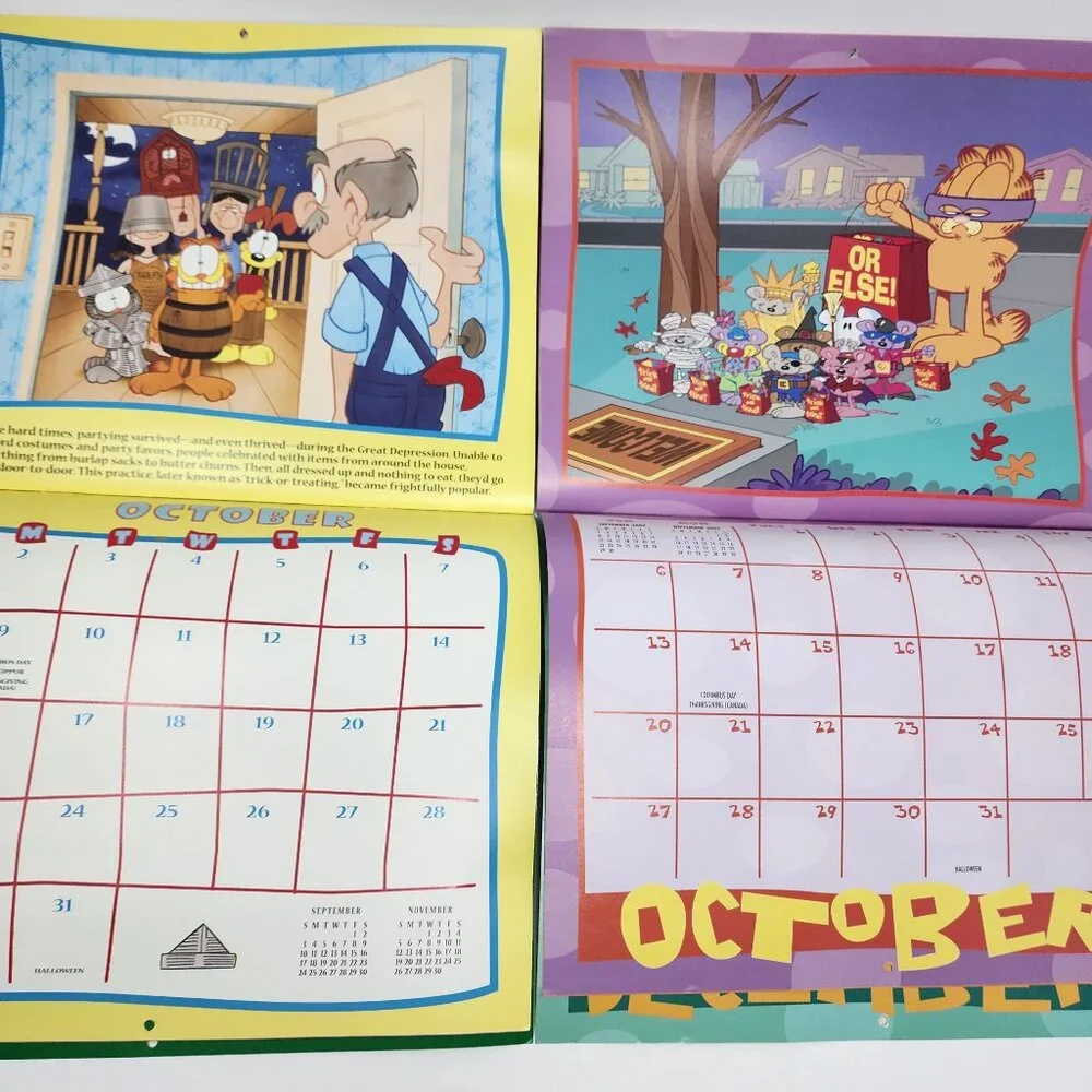 Lot of 2 Vtg 2000 & 2002 Garfield the Cat Wall Calendars 13